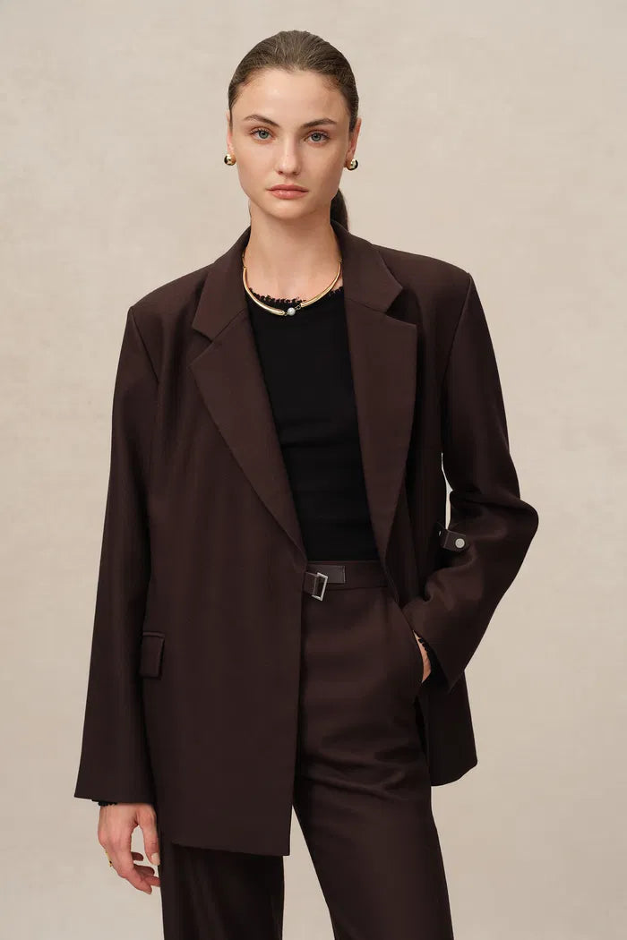 FABRIQUE Babila Side Notched Lapel Blazer in 100% Fine Wool Twill- SIZE: XS