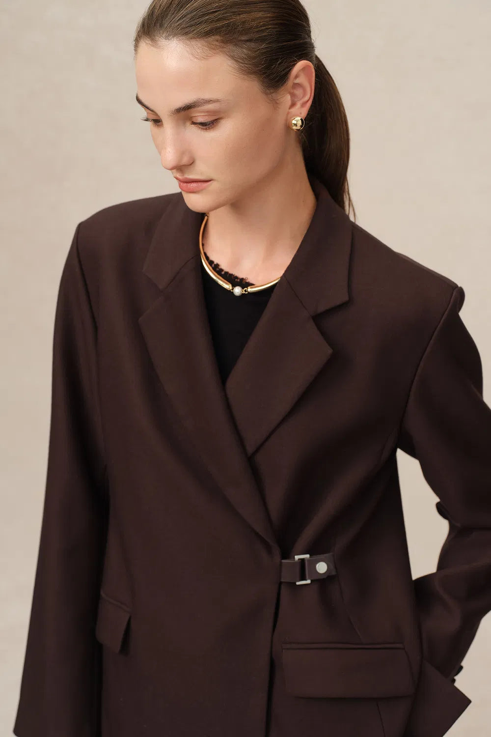 FABRIQUE Babila Side Notched Lapel Blazer in 100% Fine Wool Twill- SIZE: XS