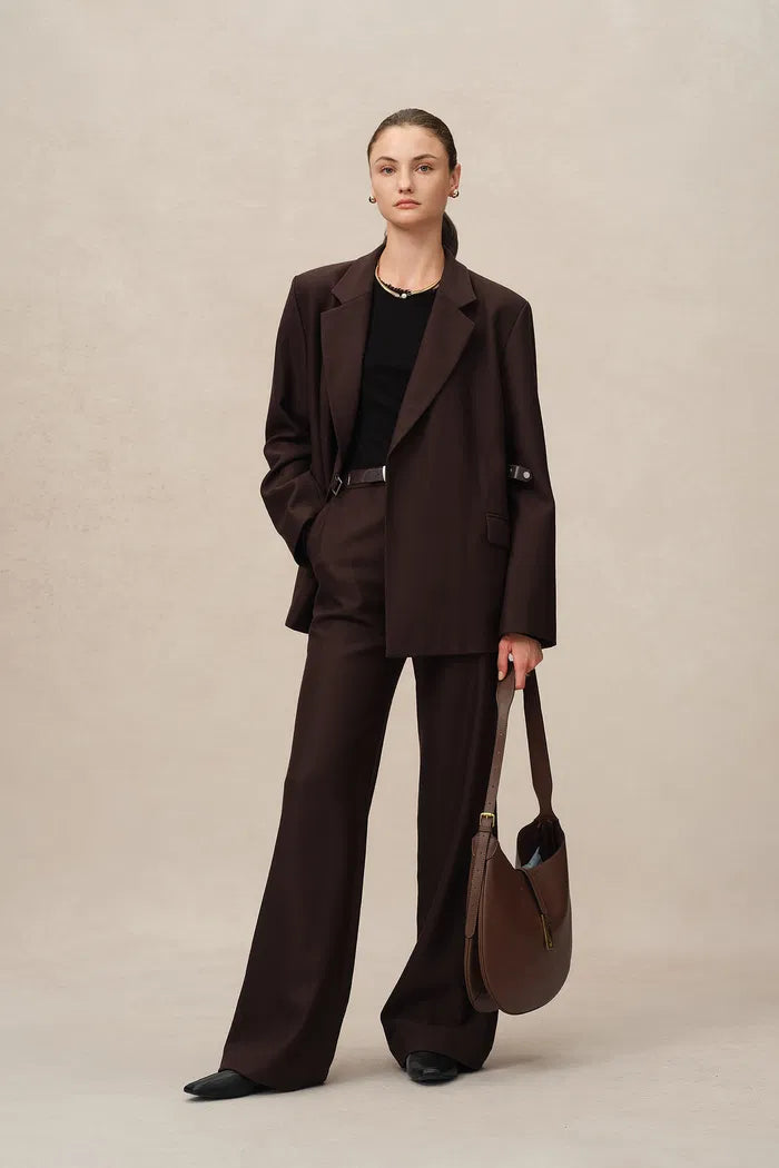 FABRIQUE Babila Side Notched Lapel Blazer in 100% Fine Wool Twill- SIZE: XS