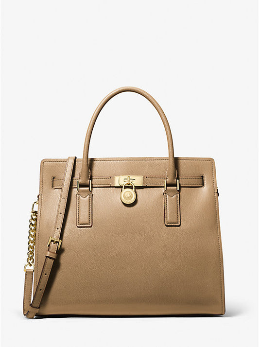 Michael Kors Hamilton Moderne Large Leather Satchel- HUSK (NEW)