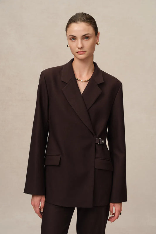 FABRIQUE Babila Side Notched Lapel Blazer in 100% Fine Wool Twill- SIZE: XS