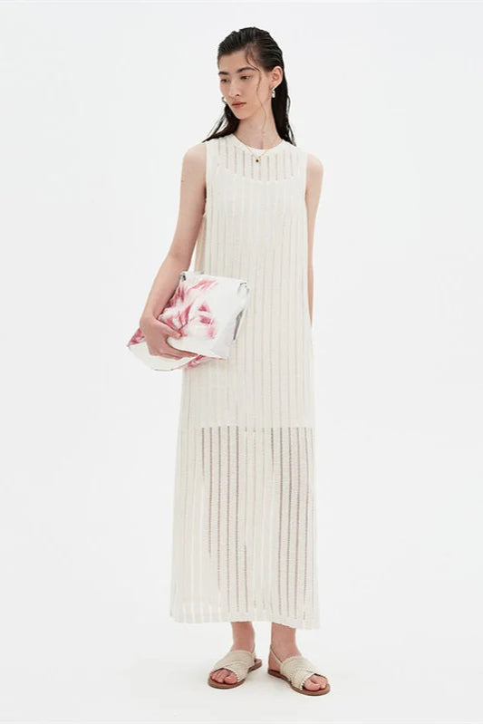 SELFWHO Apricot Sleeveless Round Neck Loose Dress- SIZE: ONE SIZE (NEW WITH TAGS)