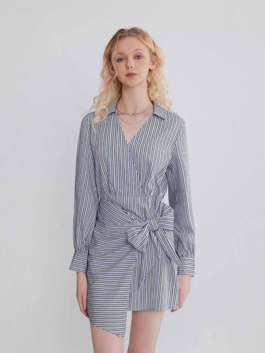 ASOBIO Long-Sleeve Asymmetrical Wrap Shirt Dress- SIZE: XS (NEW WITH TAGS)