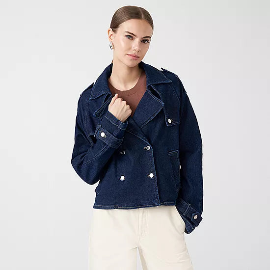 Rebecca Minkoff Womens Denim Lightweight Trench Jacket- SIZE: XS