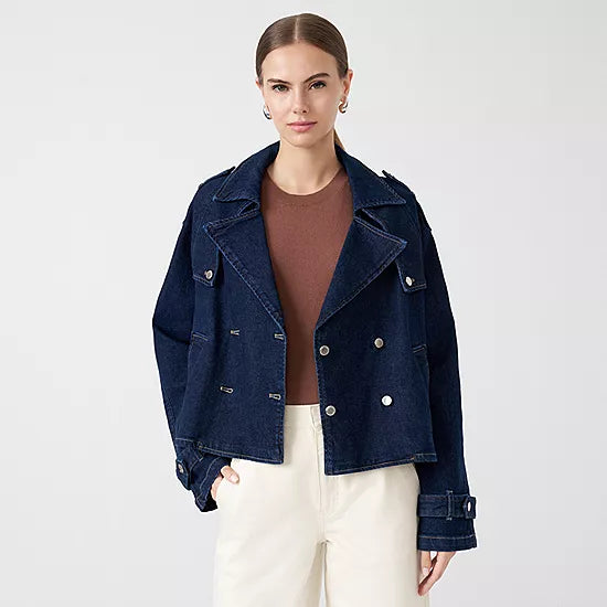 Rebecca Minkoff Womens Denim Lightweight Trench Jacket- SIZE: XS