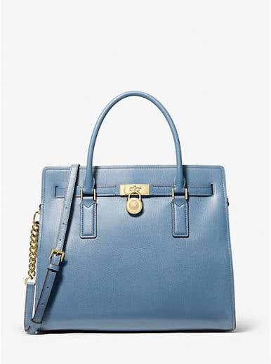 Michael Kors Hamilton Moderne Large Leather Satchel- FRENCH BLUE (NEW)