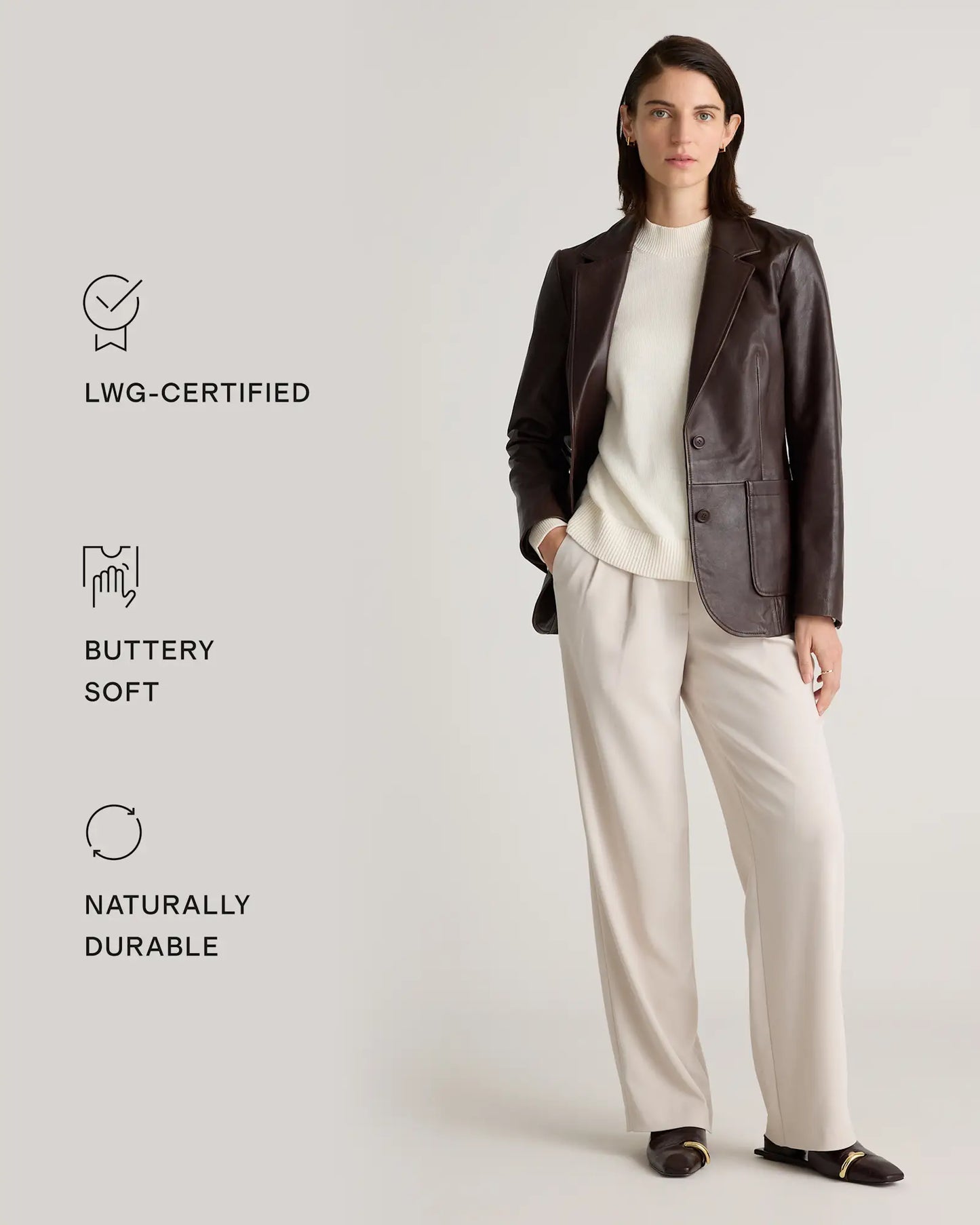 QUINCE 100% Leather Blazer- SIZE: XS (NEW WITH TAGS)