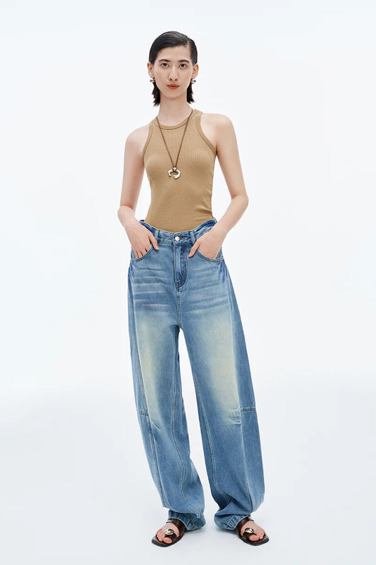 SELFWHO Vintage Washed Scimitar Jeans- SIZE: S (NEW WITH TAGS)